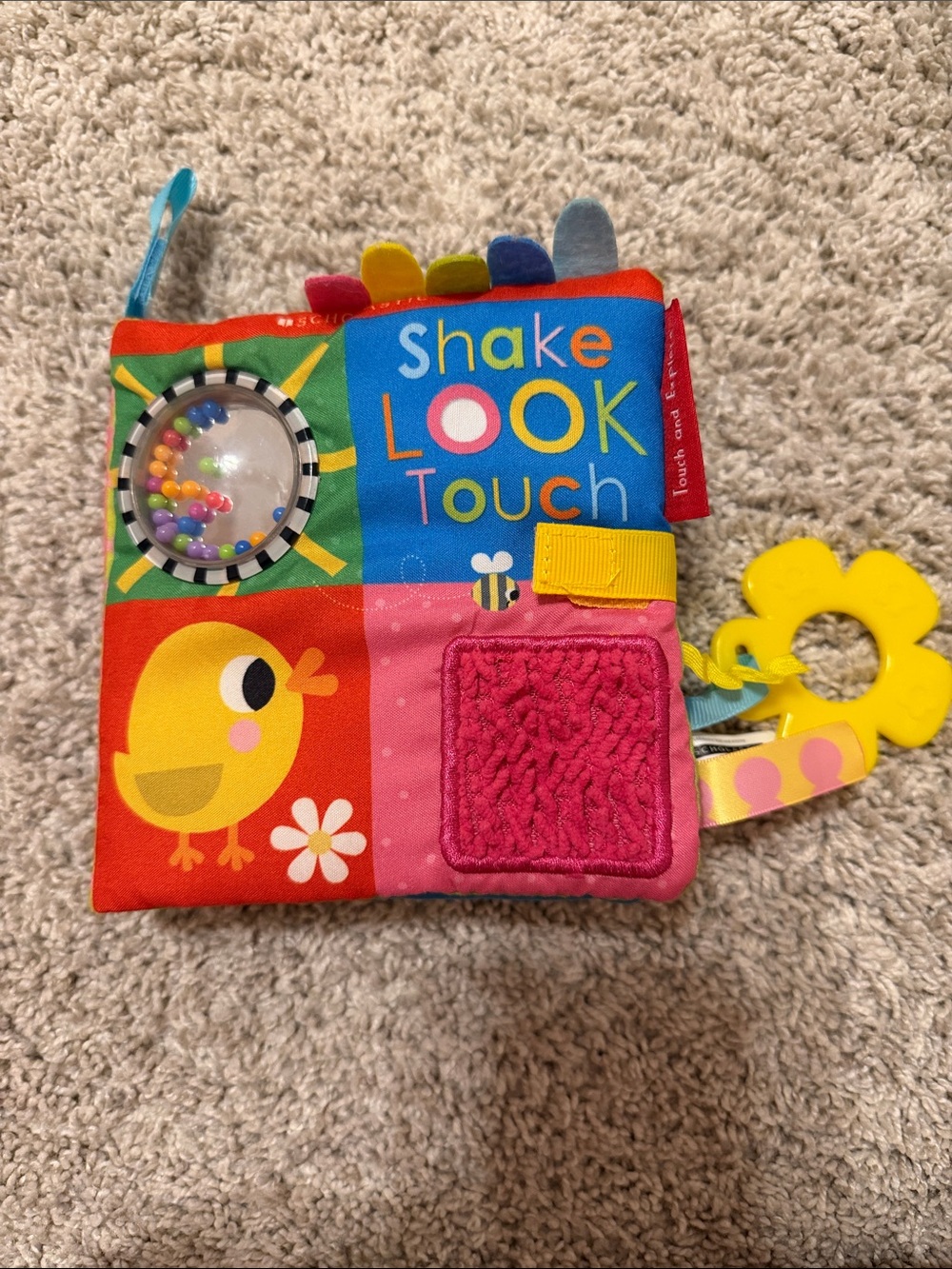 Scholastic Shake Look Touch Soft Activity Book - Red, Blue, Yellow, Pink